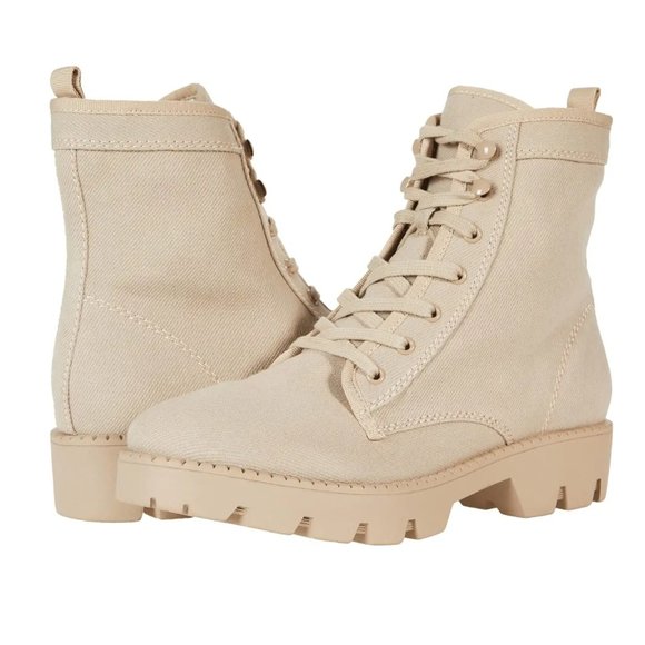Marc Fisher Boots Fayth Taupe Fabric Hiker Booties